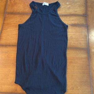 Hashttag in Trend brand black ribbed racerback tank top